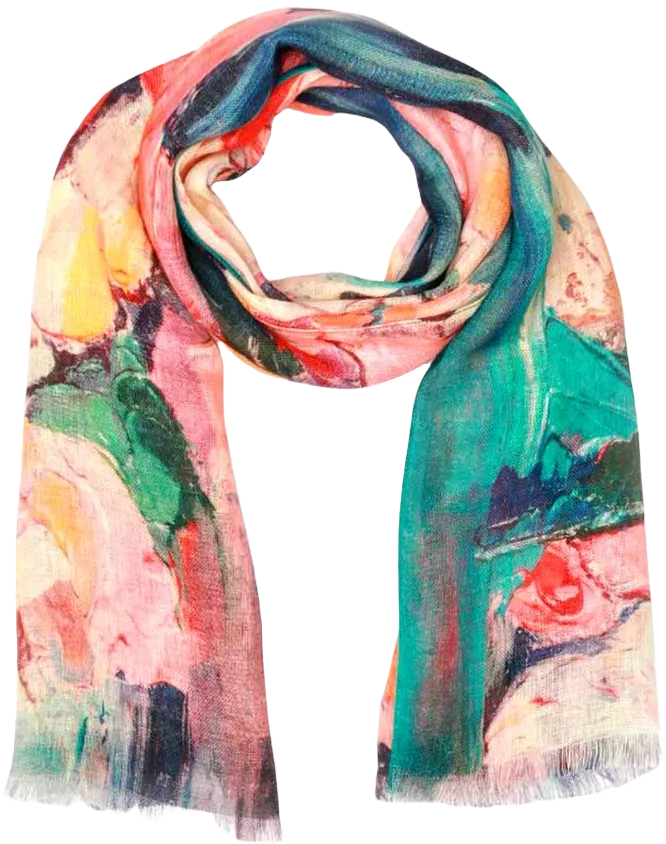 Abstract Salmon Cotton Modal Scarf