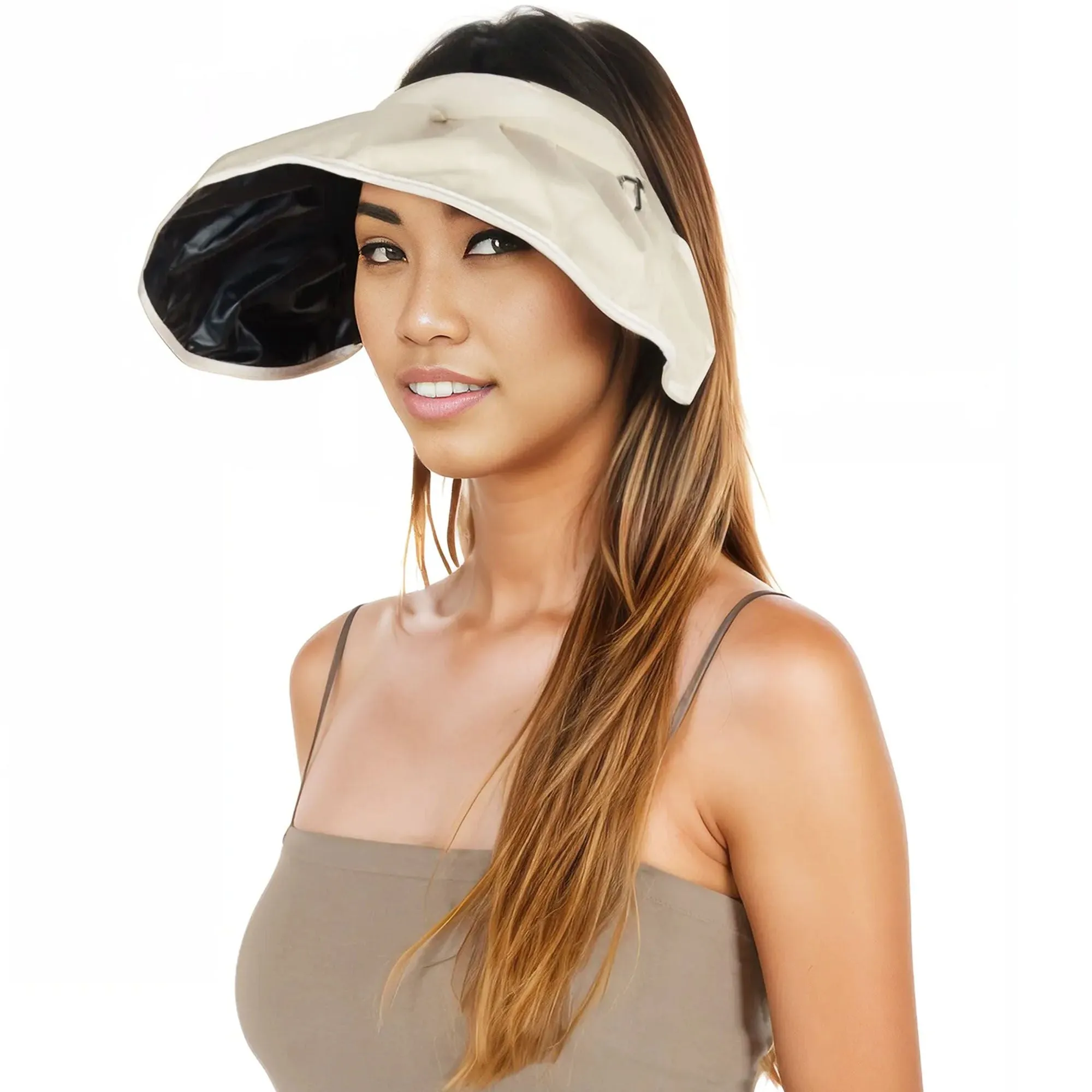 Alilang Womens Foldable Visors Sun Hat Wide Brim Roll-up Headband UV Protection Beach Hat