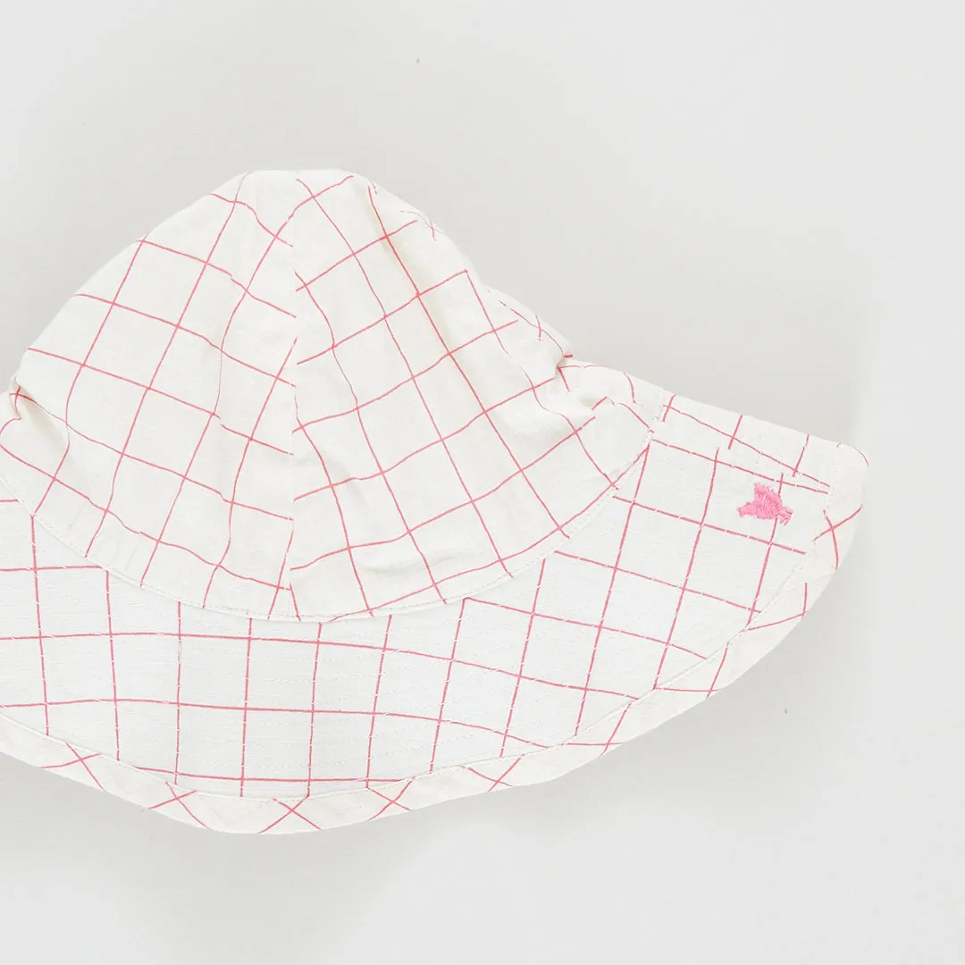 Baby Girls Sun Hat - Pink Tattersall