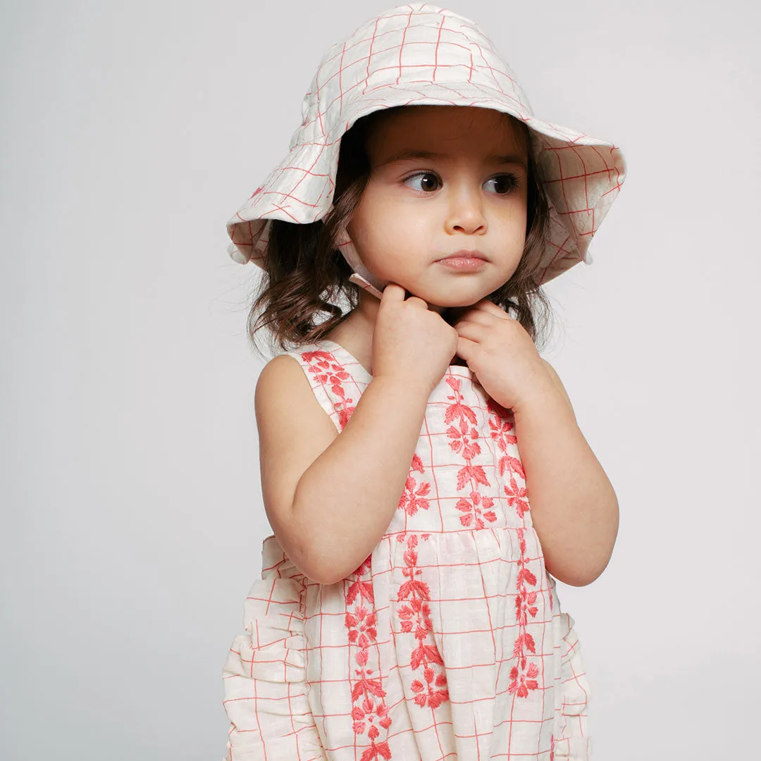 Baby Girls Sun Hat - Pink Tattersall