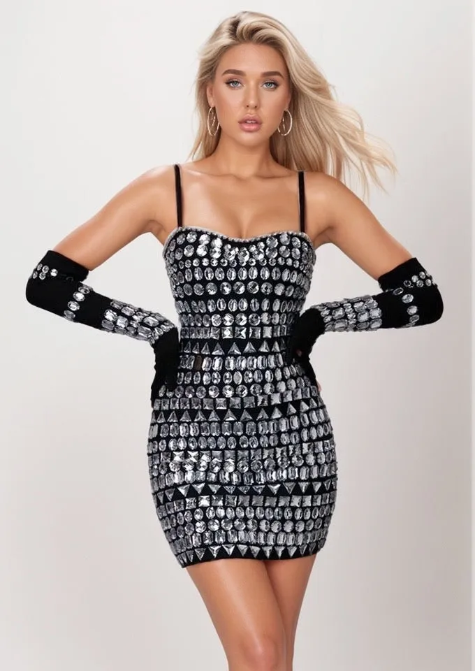 Beata Bodycon Mini Dress With Gloves