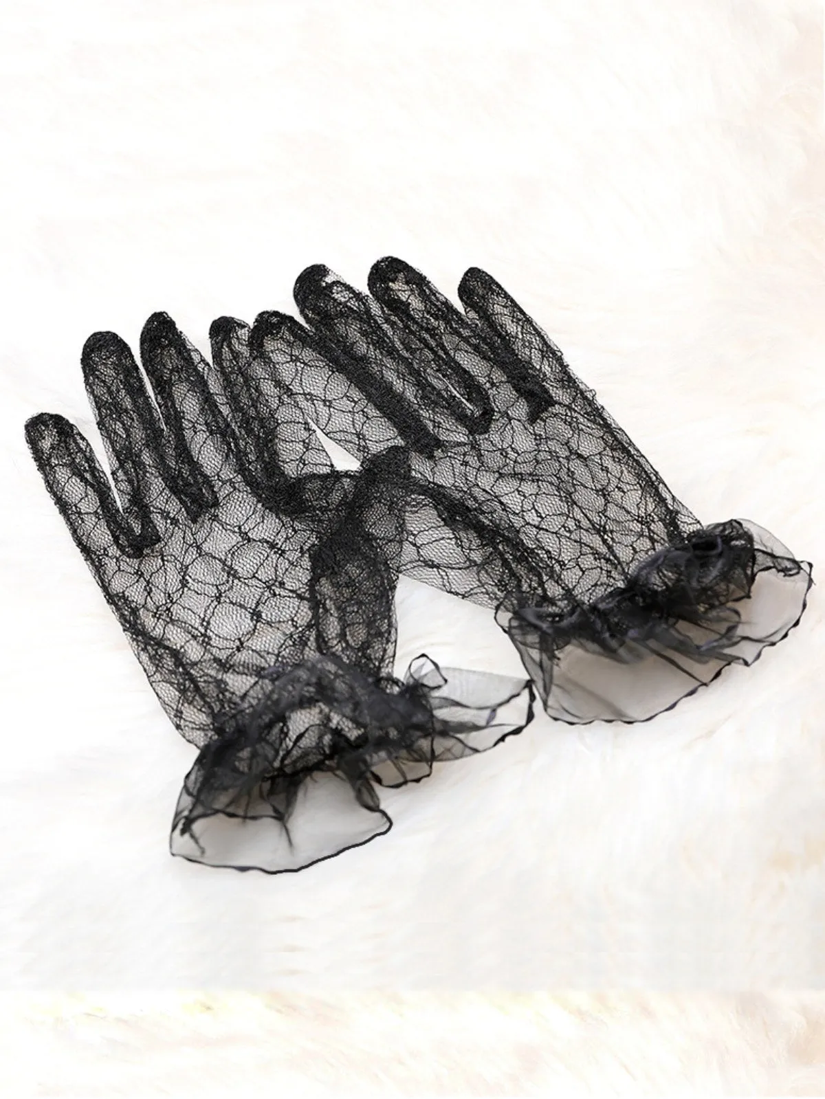 Black Latest Lace Sheer Gloves