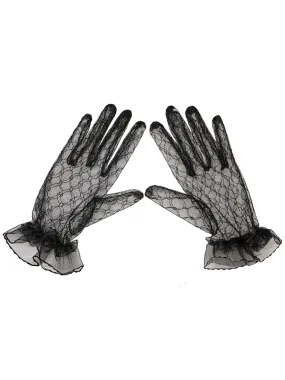 Black Retro Lace Sheer Gloves