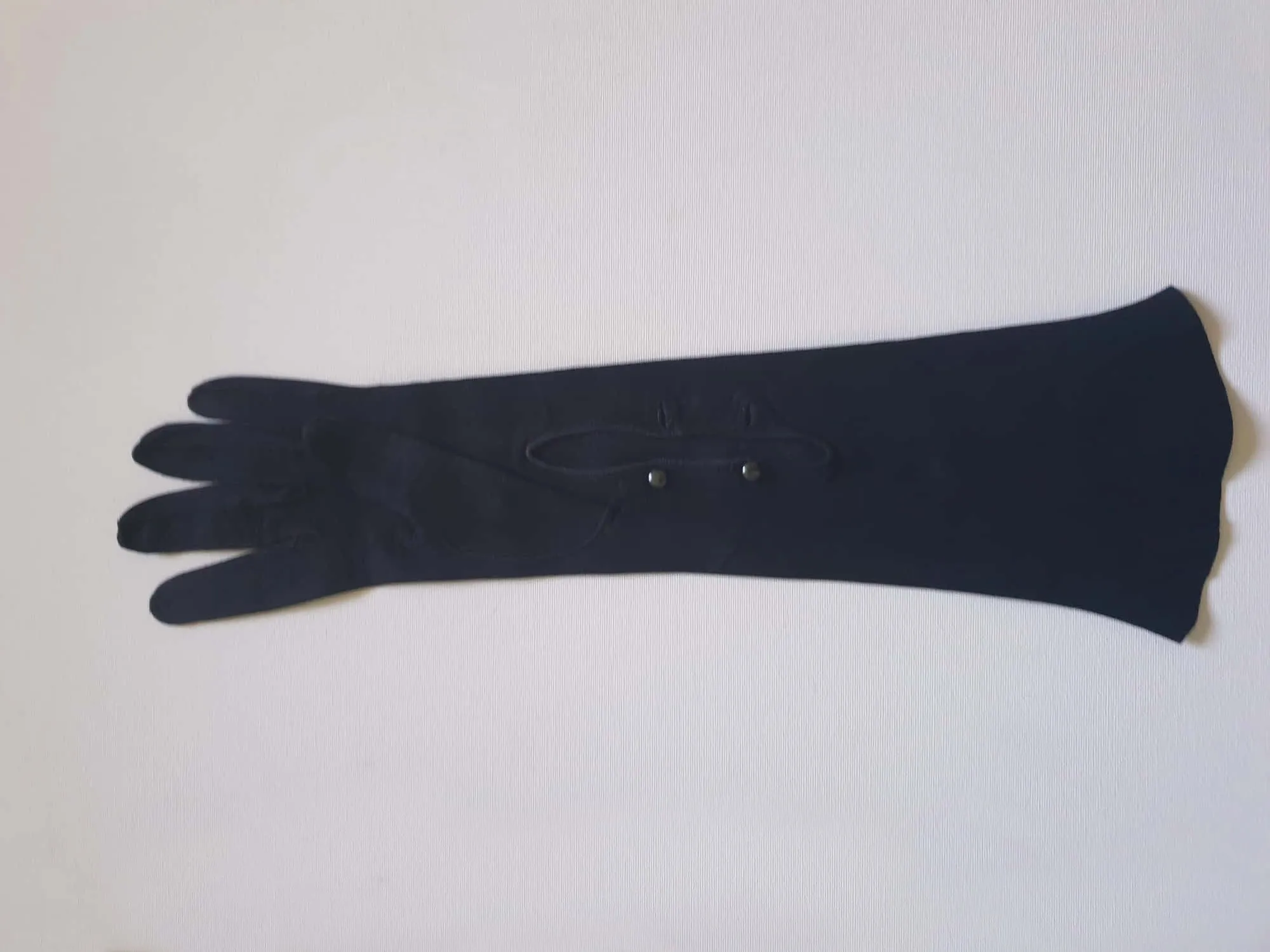 Black Suede Evening Gloves - SIze 6 1/2