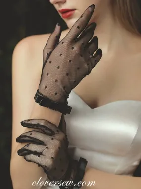 Black Tulle Gloves for Bridal Wedding Party, CG0003