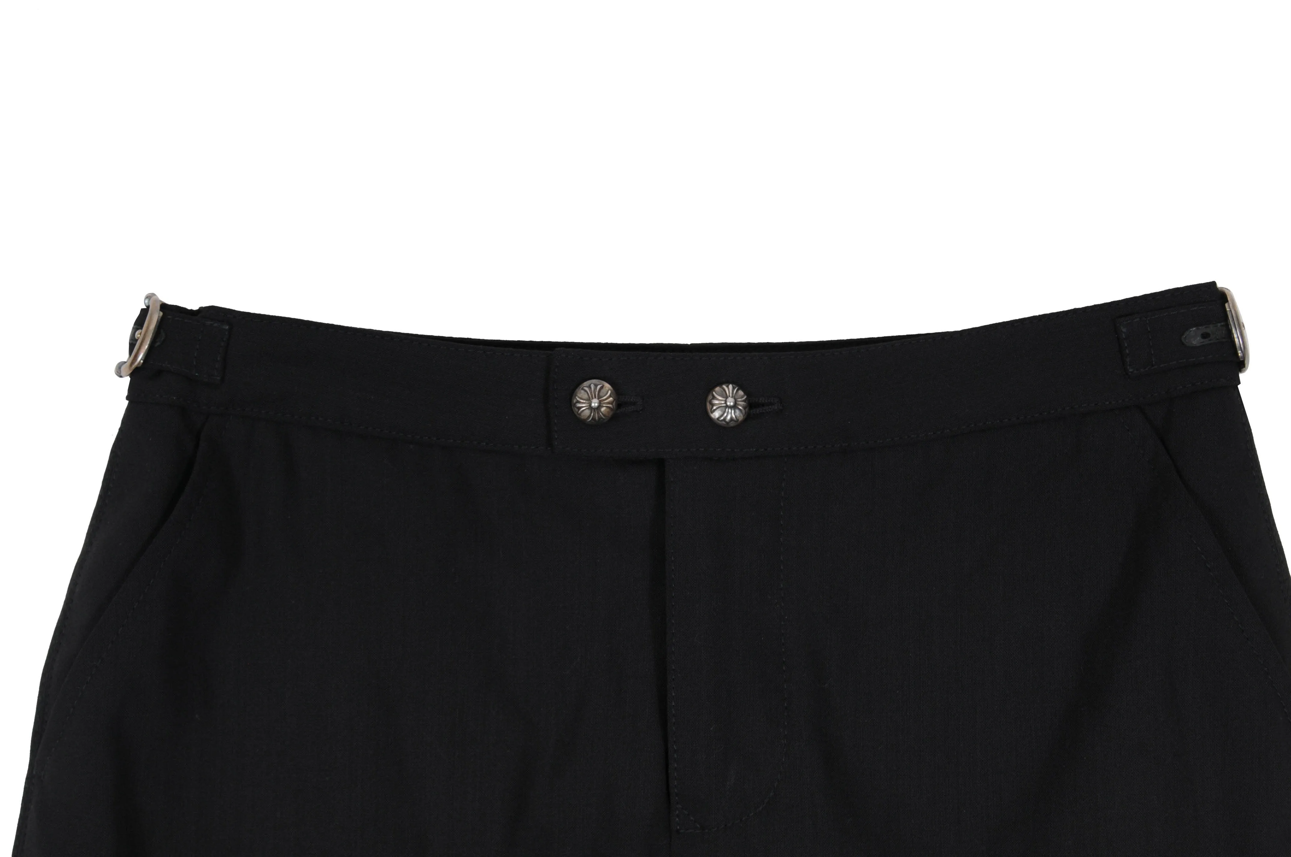 Black Wool Belted .925 Silver Hardware Mini Skirt