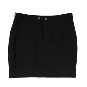 Black Wool Belted .925 Silver Hardware Mini Skirt