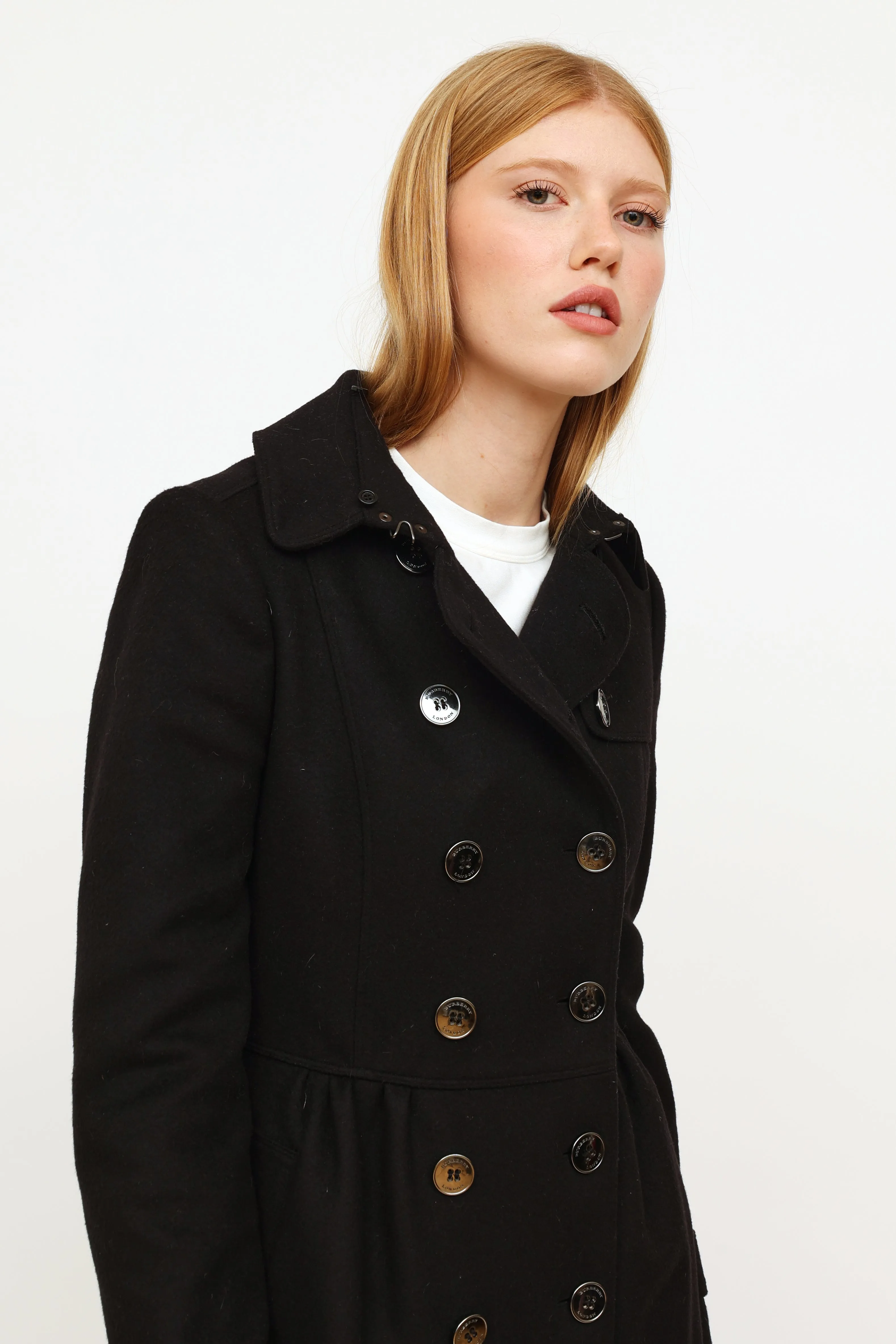 Black Wool Cashmere Trench Coat