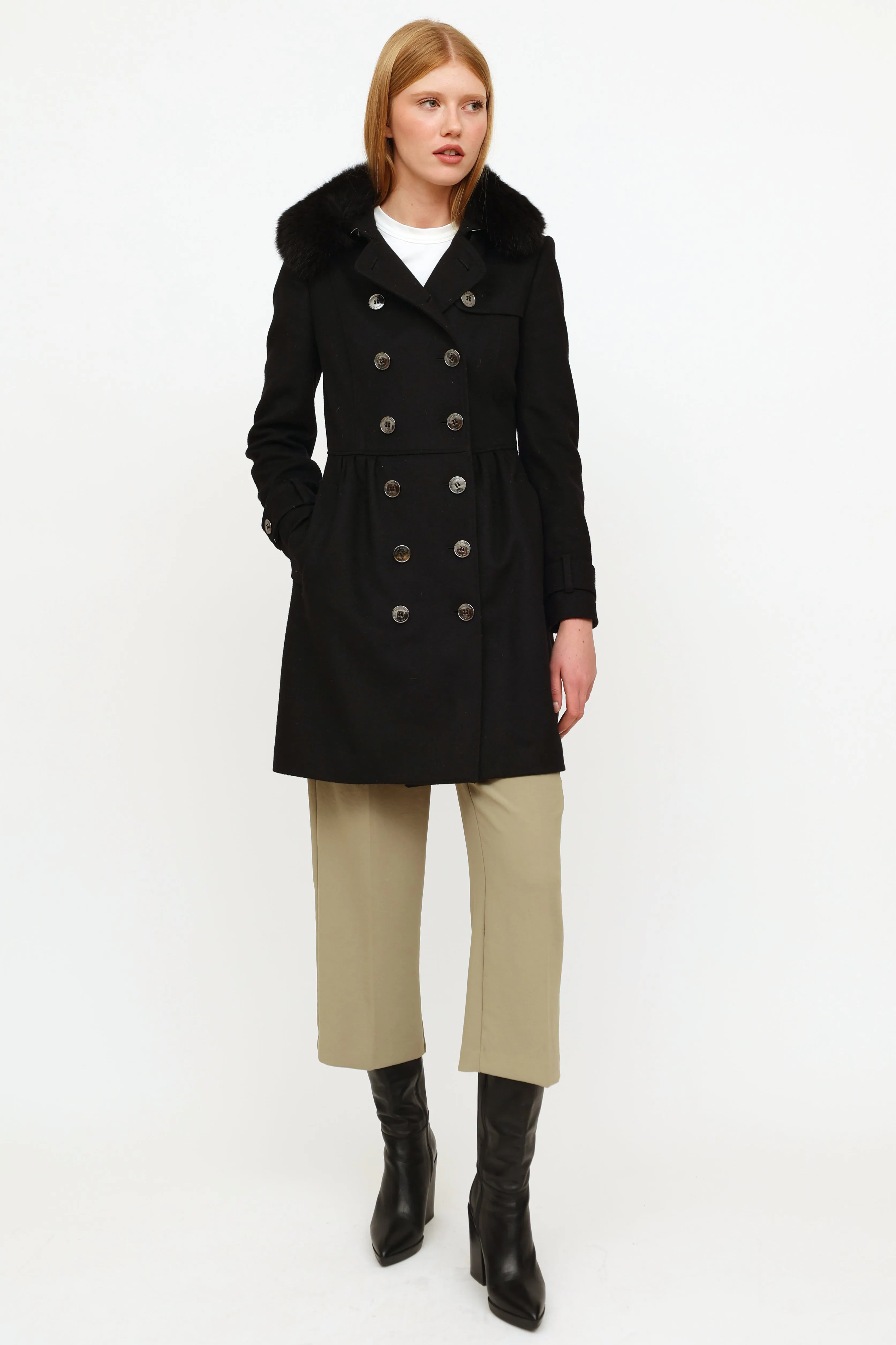 Black Wool Cashmere Trench Coat