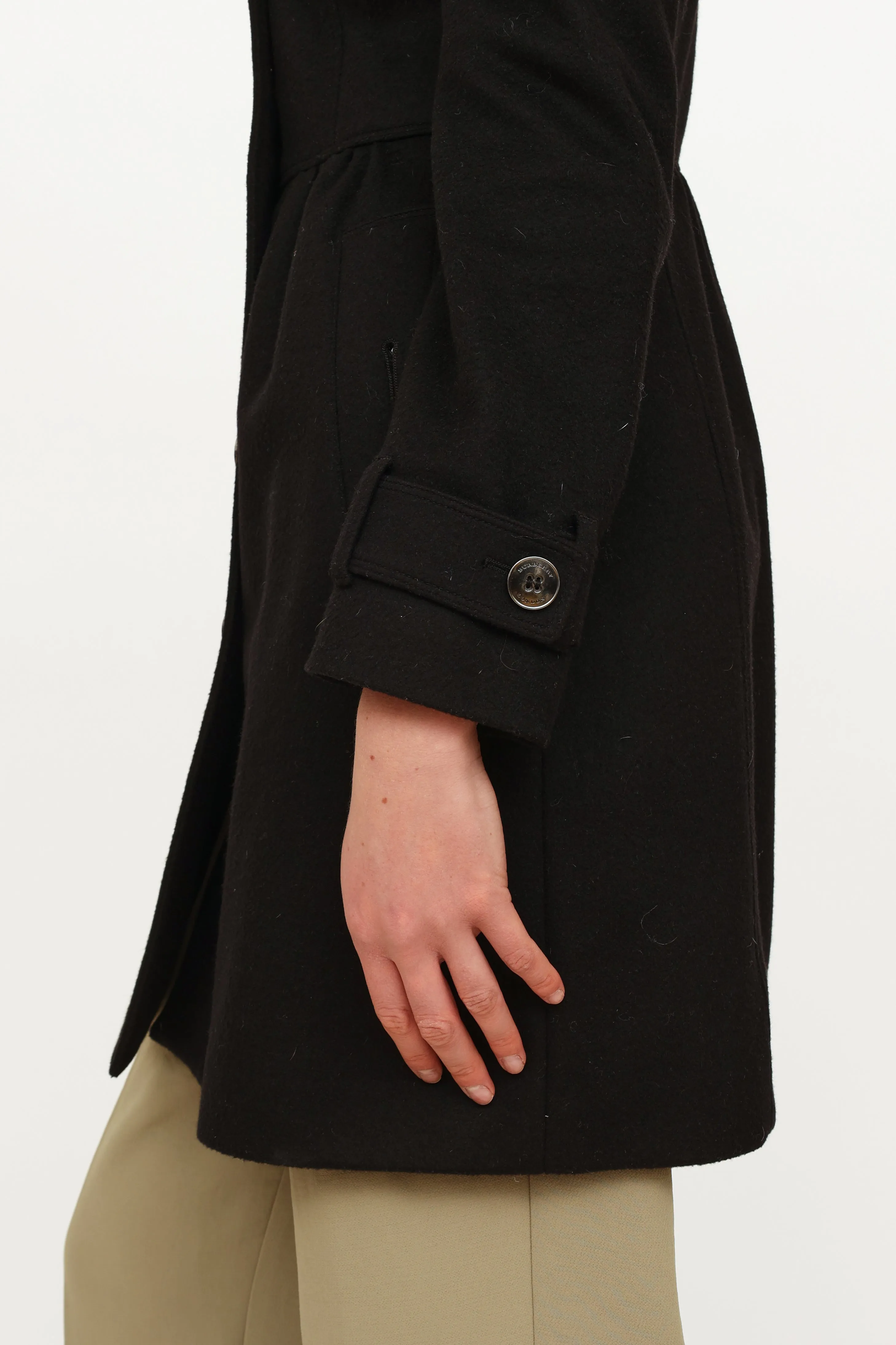 Black Wool Cashmere Trench Coat