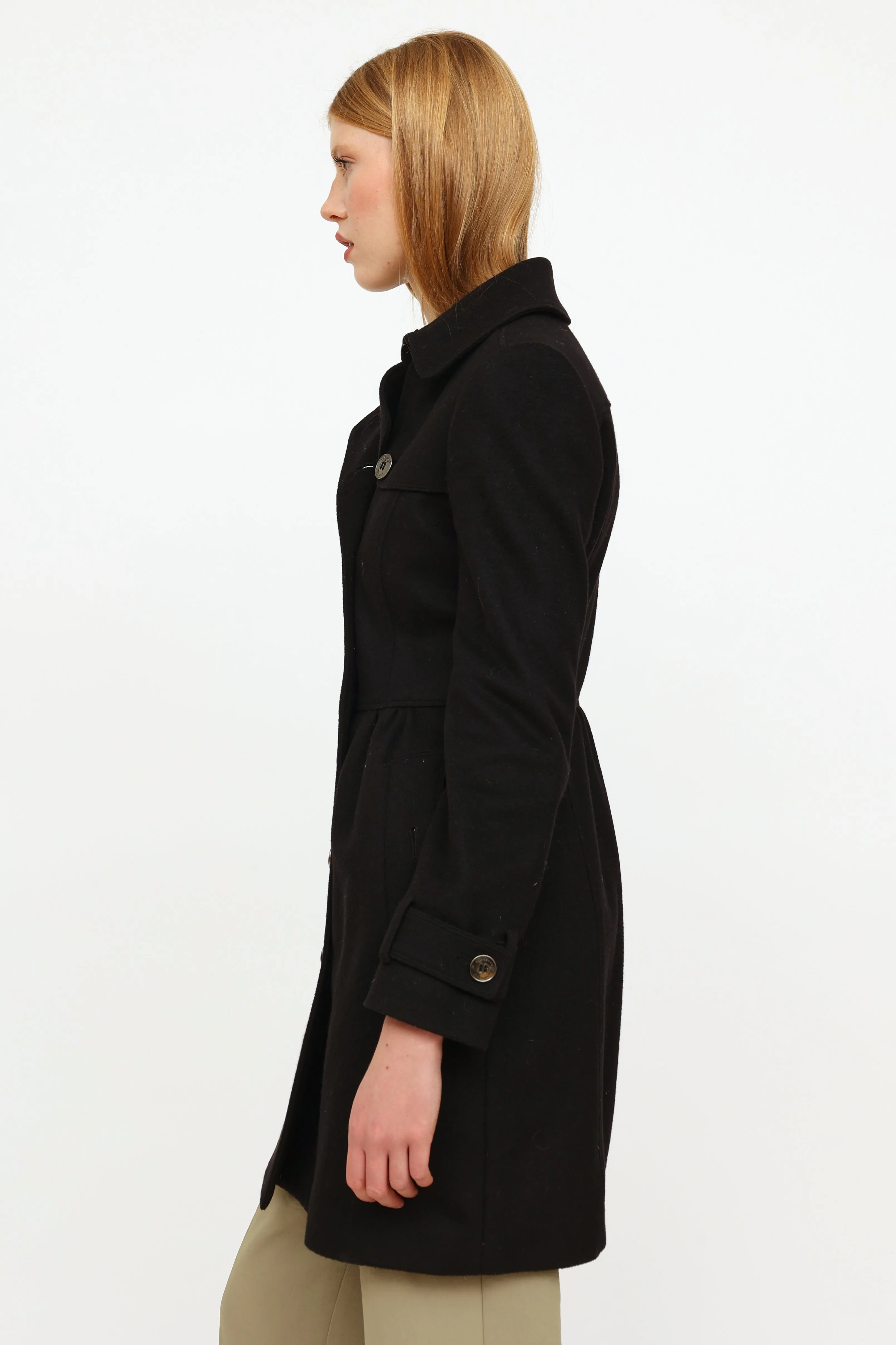 Black Wool Cashmere Trench Coat