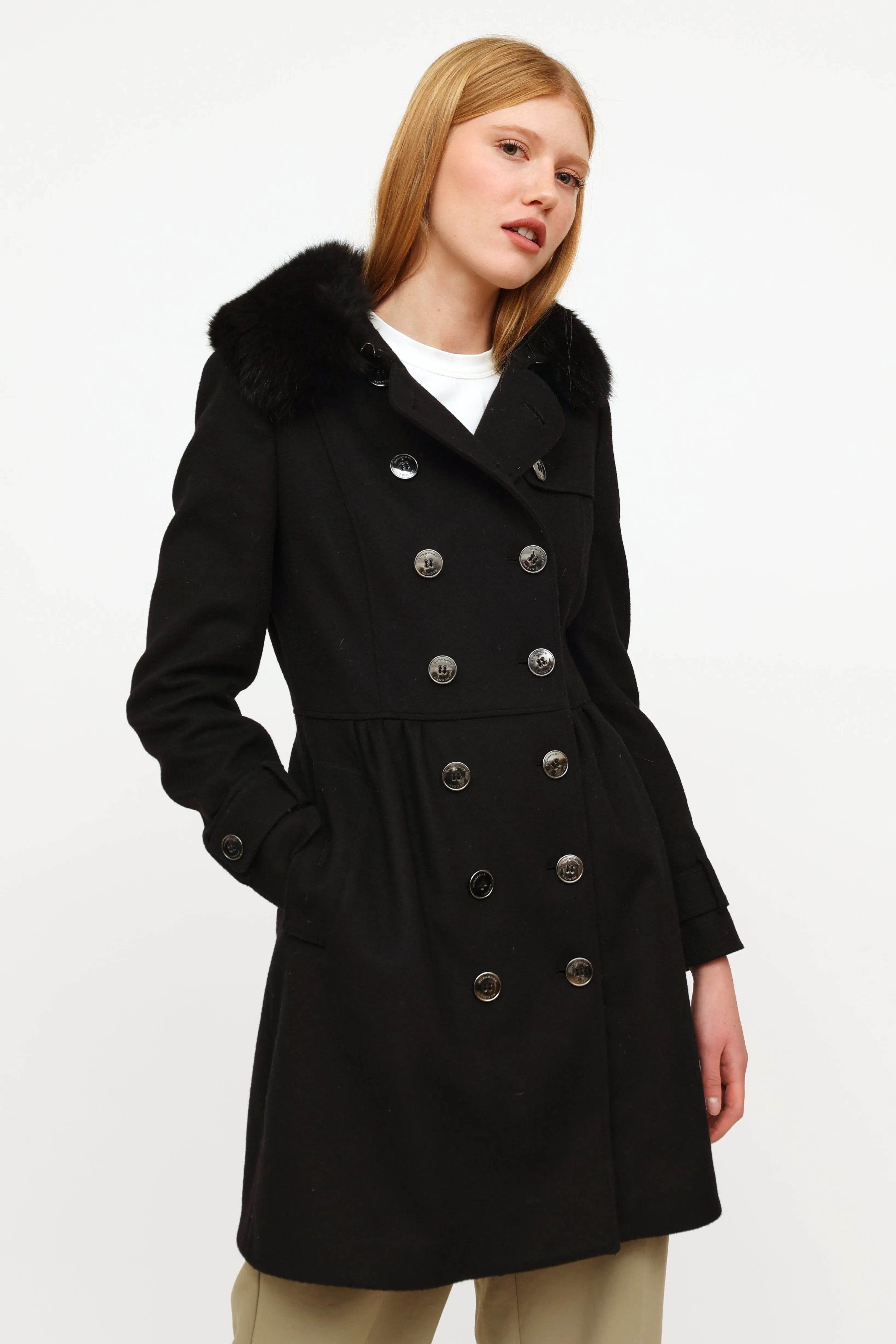 Black Wool Cashmere Trench Coat