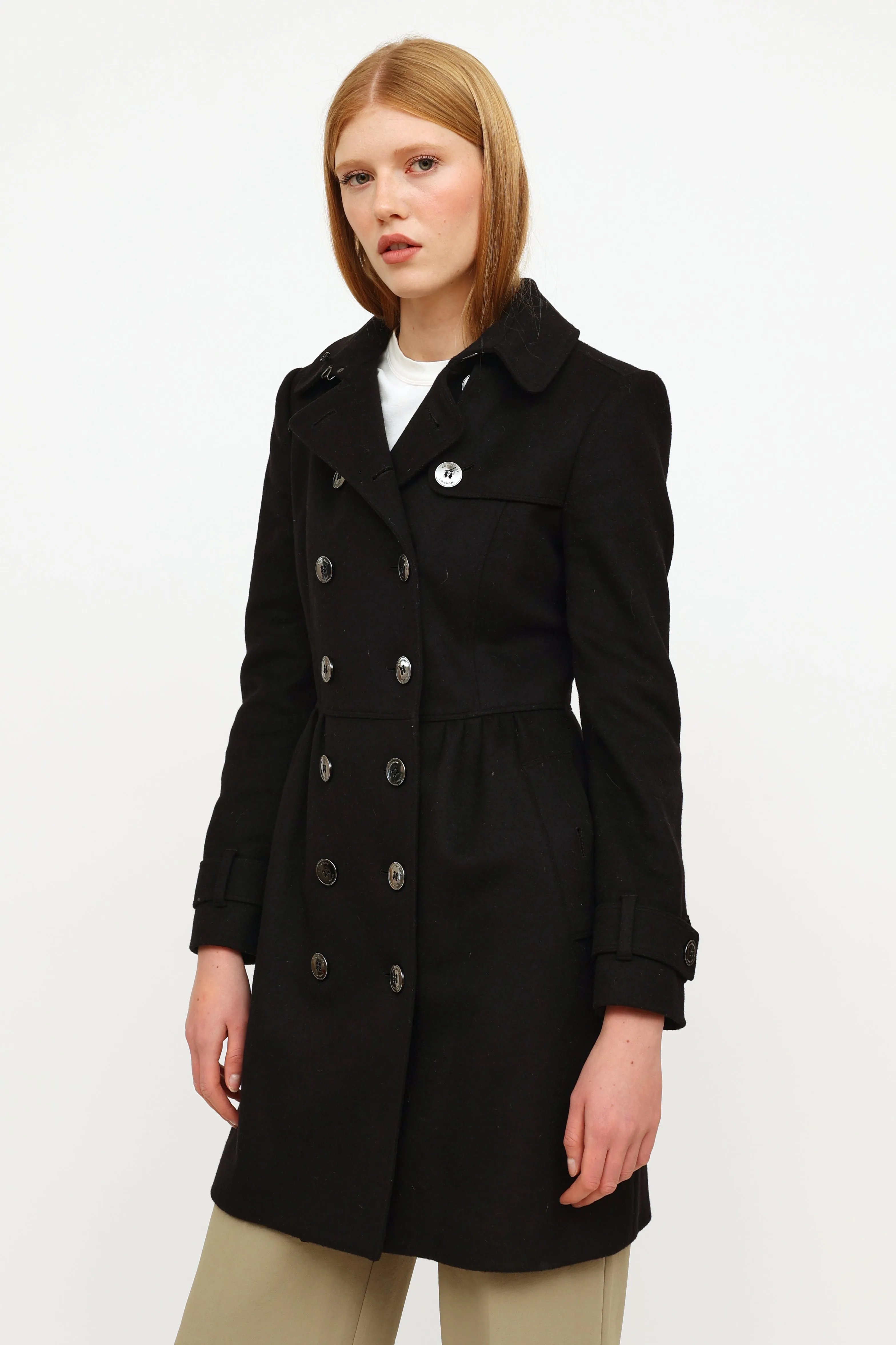 Black Wool Cashmere Trench Coat