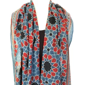 Block Print Scarf in Ajrakh Design