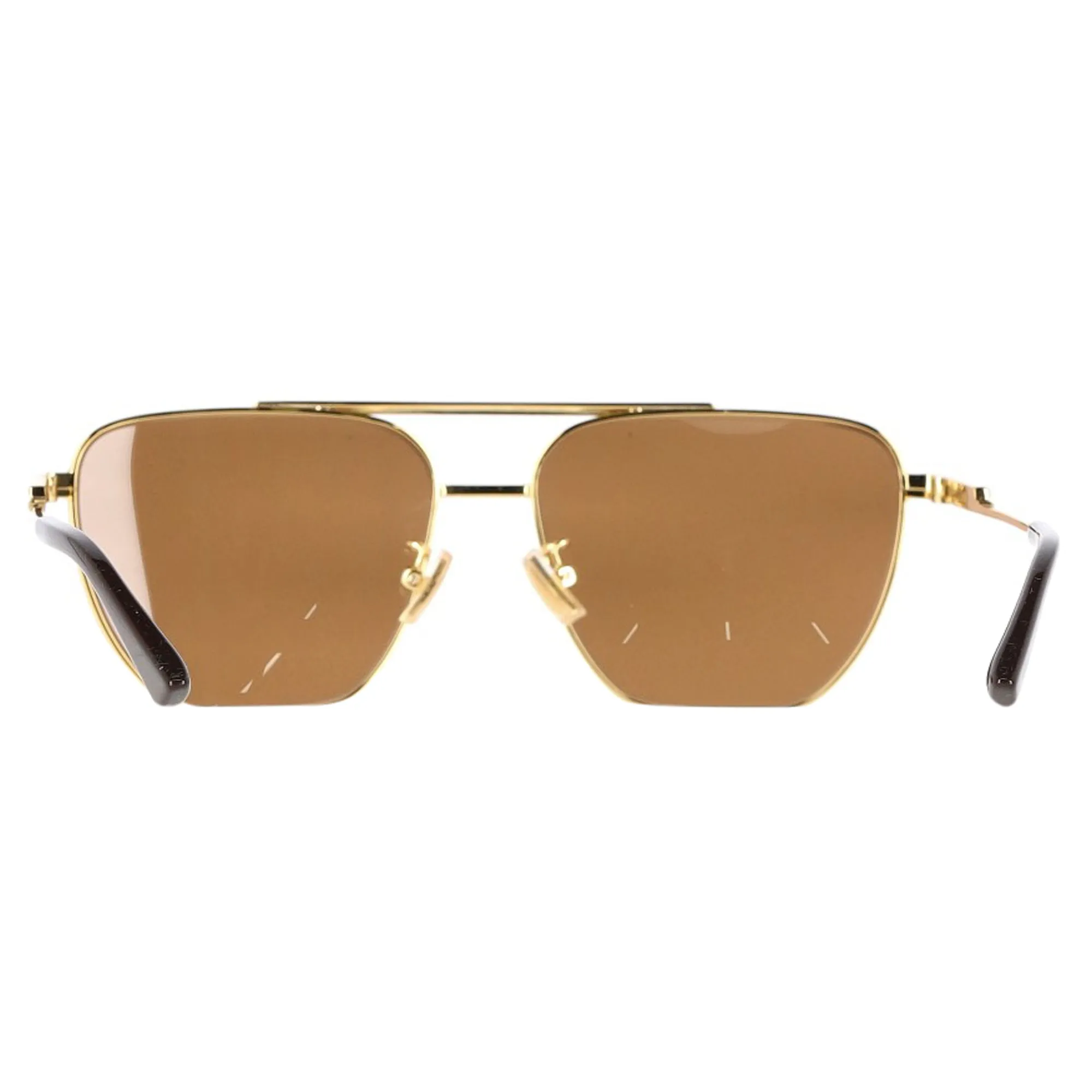 Bottega Veneta BV1236S Rimmed Aviator Sunglasses in Gold Metal