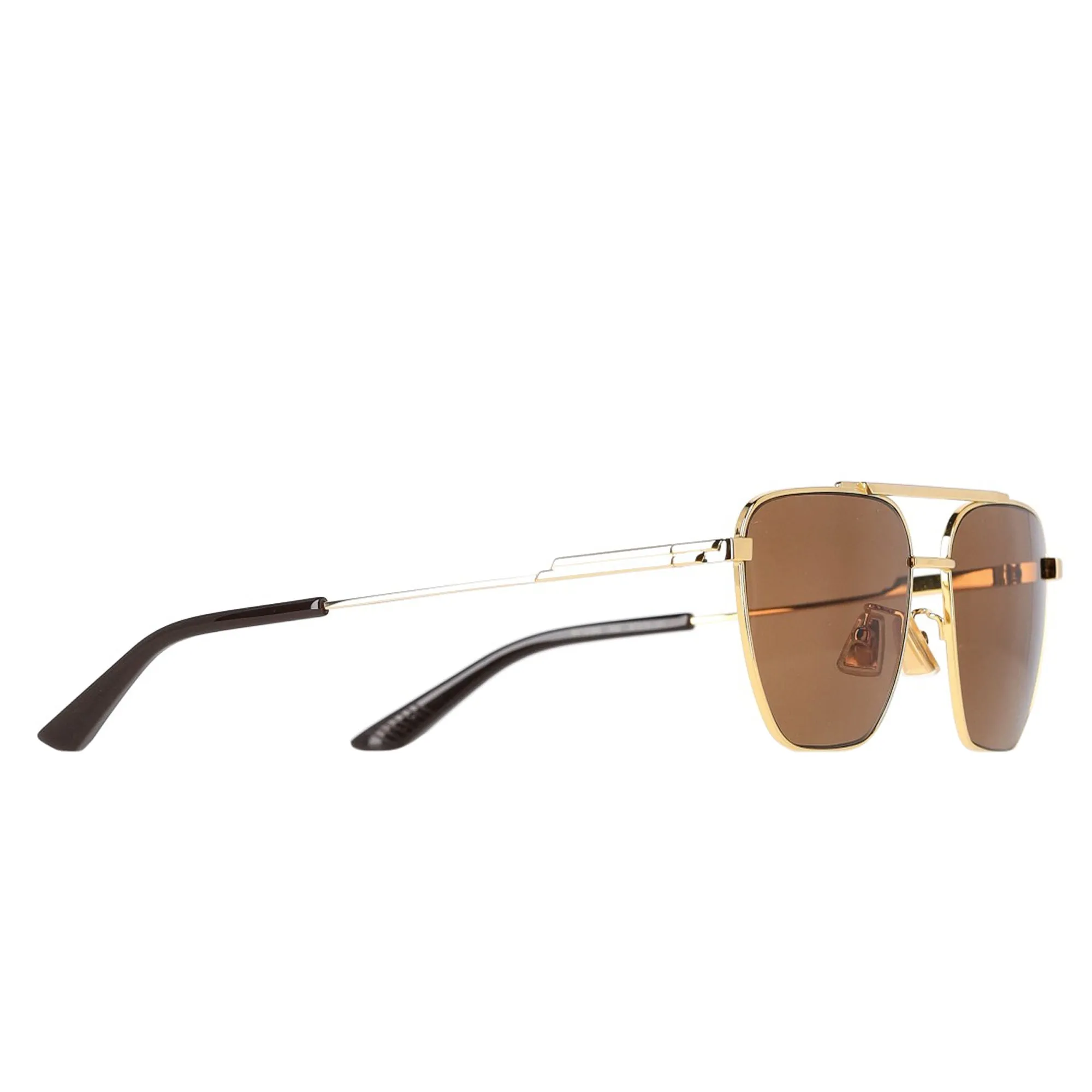 Bottega Veneta BV1236S Rimmed Aviator Sunglasses in Gold Metal