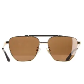 Bottega Veneta BV1236S Rimmed Aviator Sunglasses in Gold Metal