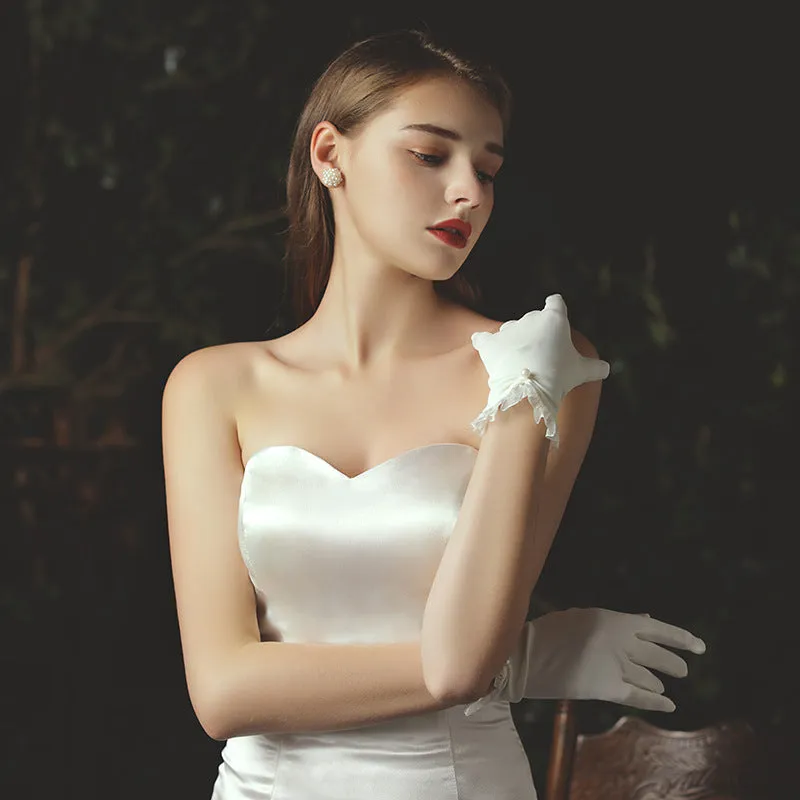 Bridal Wedding Dress Gloves Short Tulle