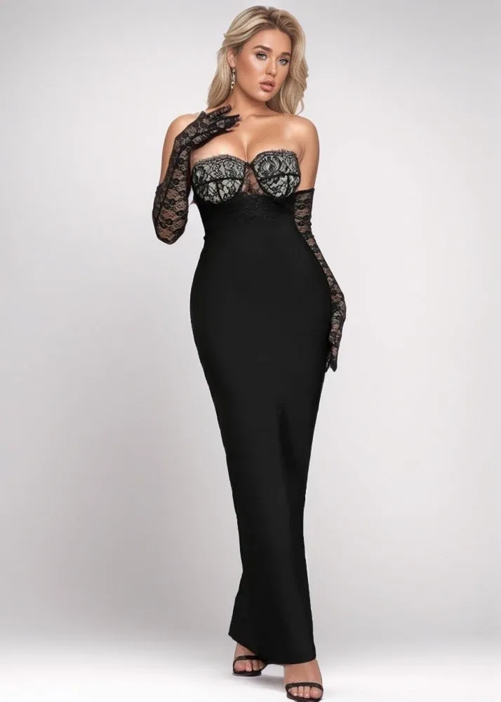 Catalina Lace Bandage Dress with Gloves