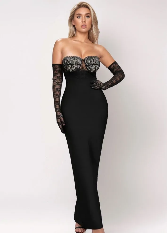 Catalina Lace Bandage Dress with Gloves