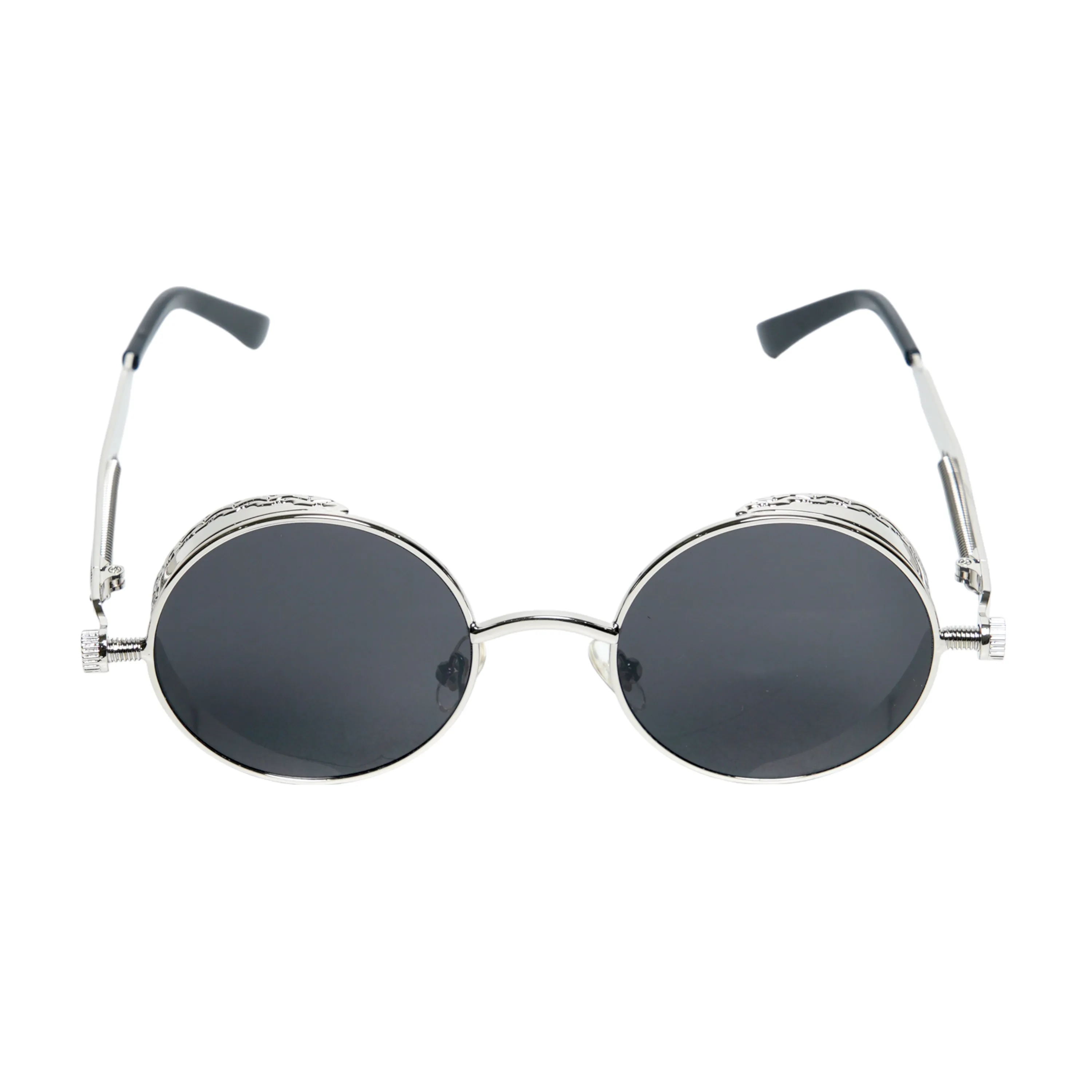 Chokore Retro Polarized Round Sunglasses (Black & Silver)