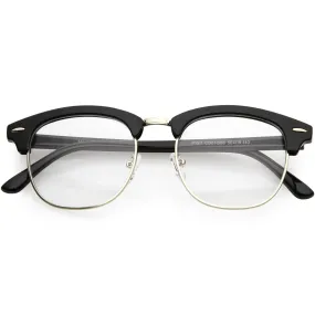 Classic Dapper Half Frame Horned Rim Clear Lens Glasses C846