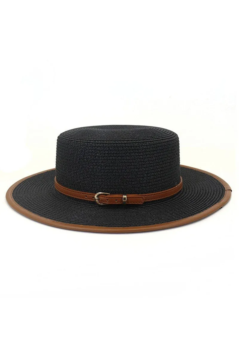 DANDY BELT FLAT BRIM FLOPPY PANAMA HAT