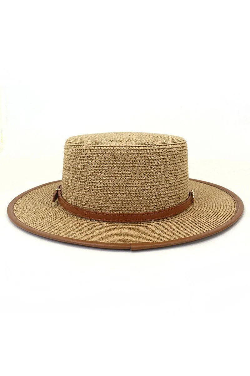 DANDY BELT FLAT BRIM FLOPPY PANAMA HAT