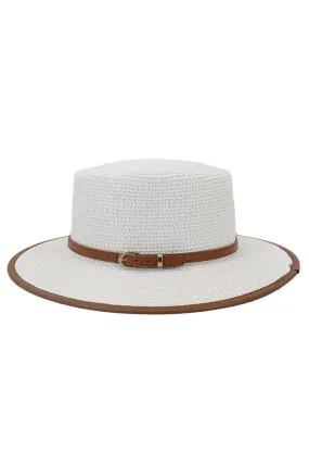 DANDY BELT FLAT BRIM FLOPPY PANAMA HAT