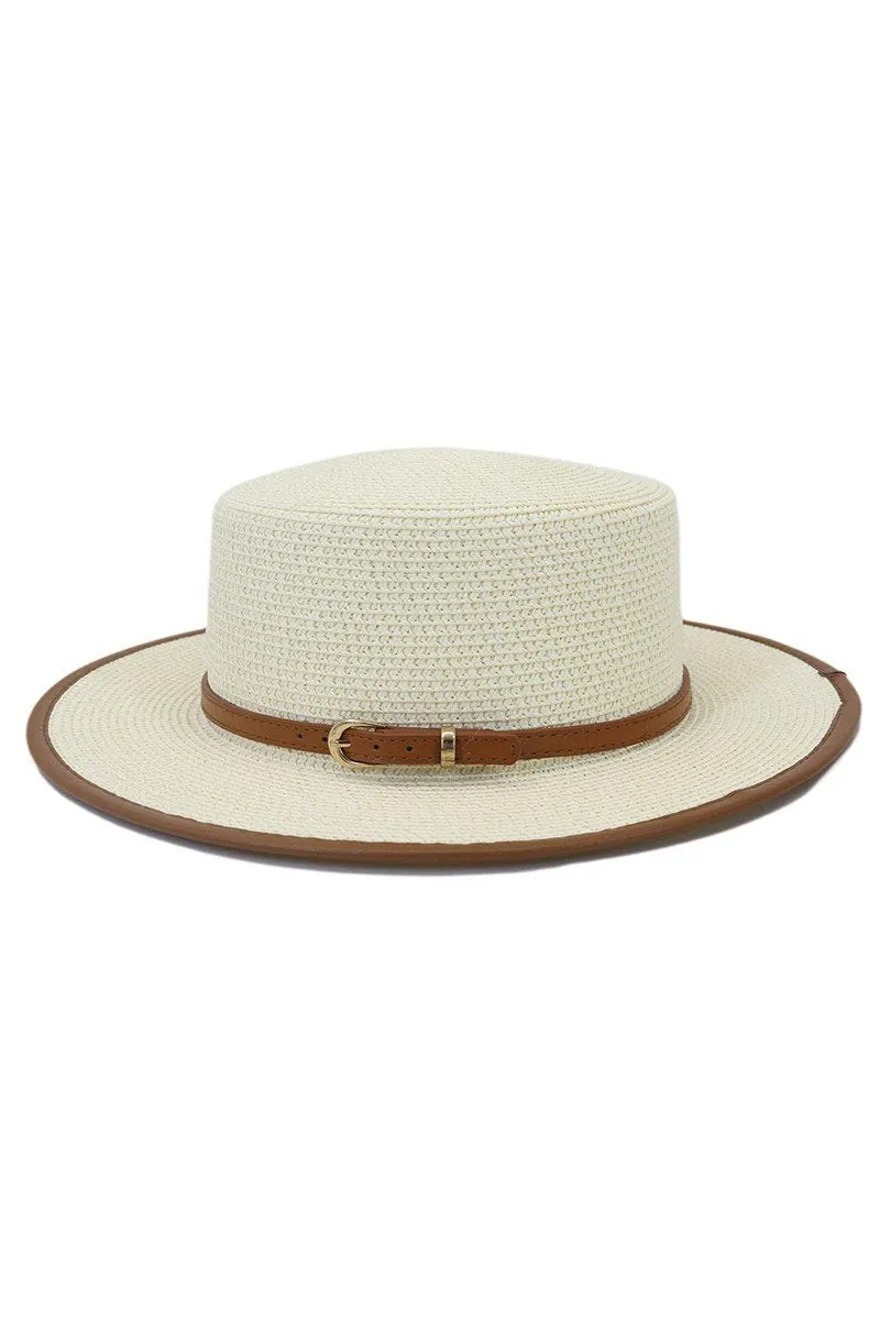 DANDY BELT FLAT BRIM FLOPPY PANAMA HAT