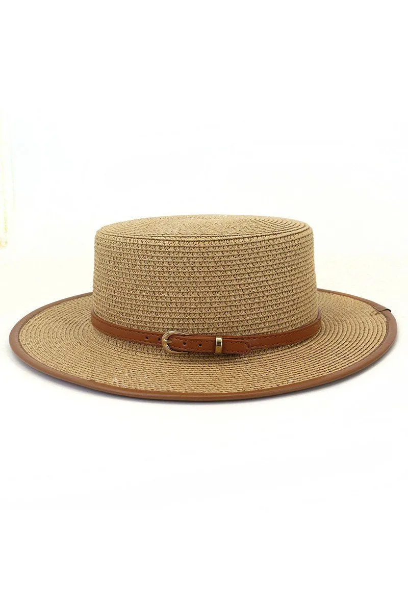 DANDY BELT FLAT BRIM FLOPPY PANAMA HAT