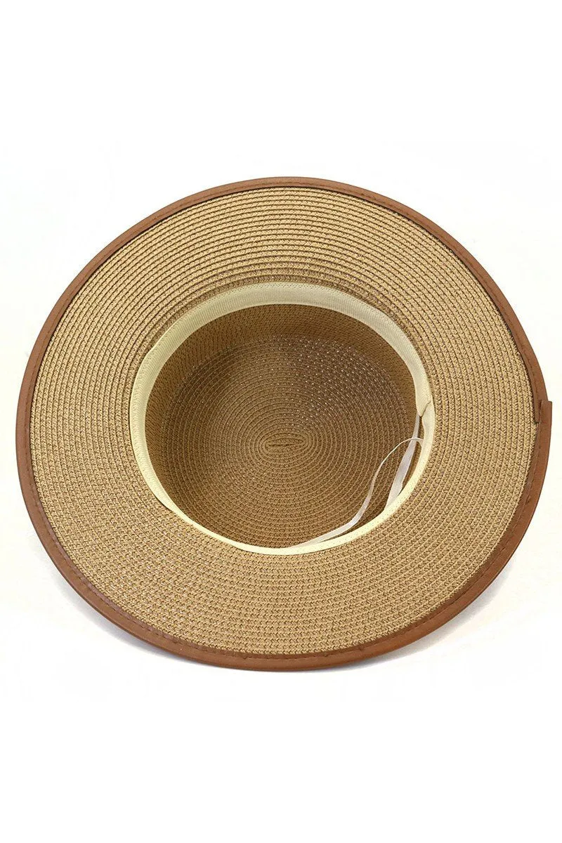 DANDY BELT FLAT BRIM FLOPPY PANAMA HAT