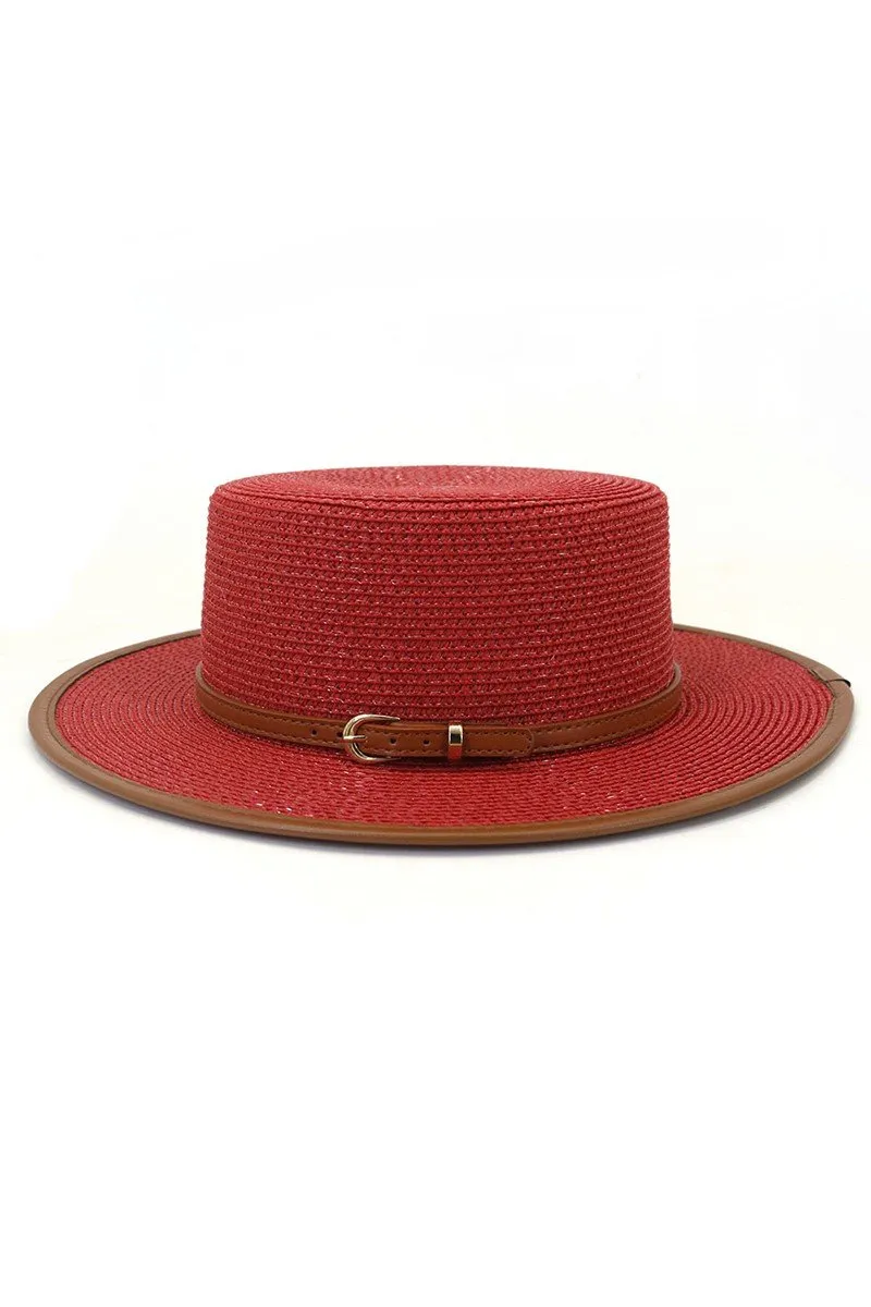 DANDY BELT FLAT BRIM FLOPPY PANAMA HAT