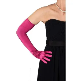 Dents Long 16 Button Satin Evening Gloves - Fuchsia