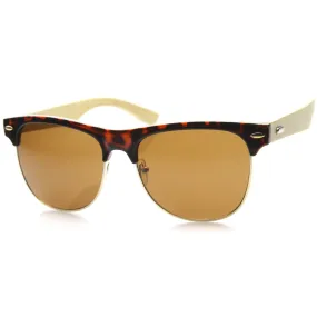 Eco Friendly Bamboo Wood Temple Half Frame Sunglasses 9948