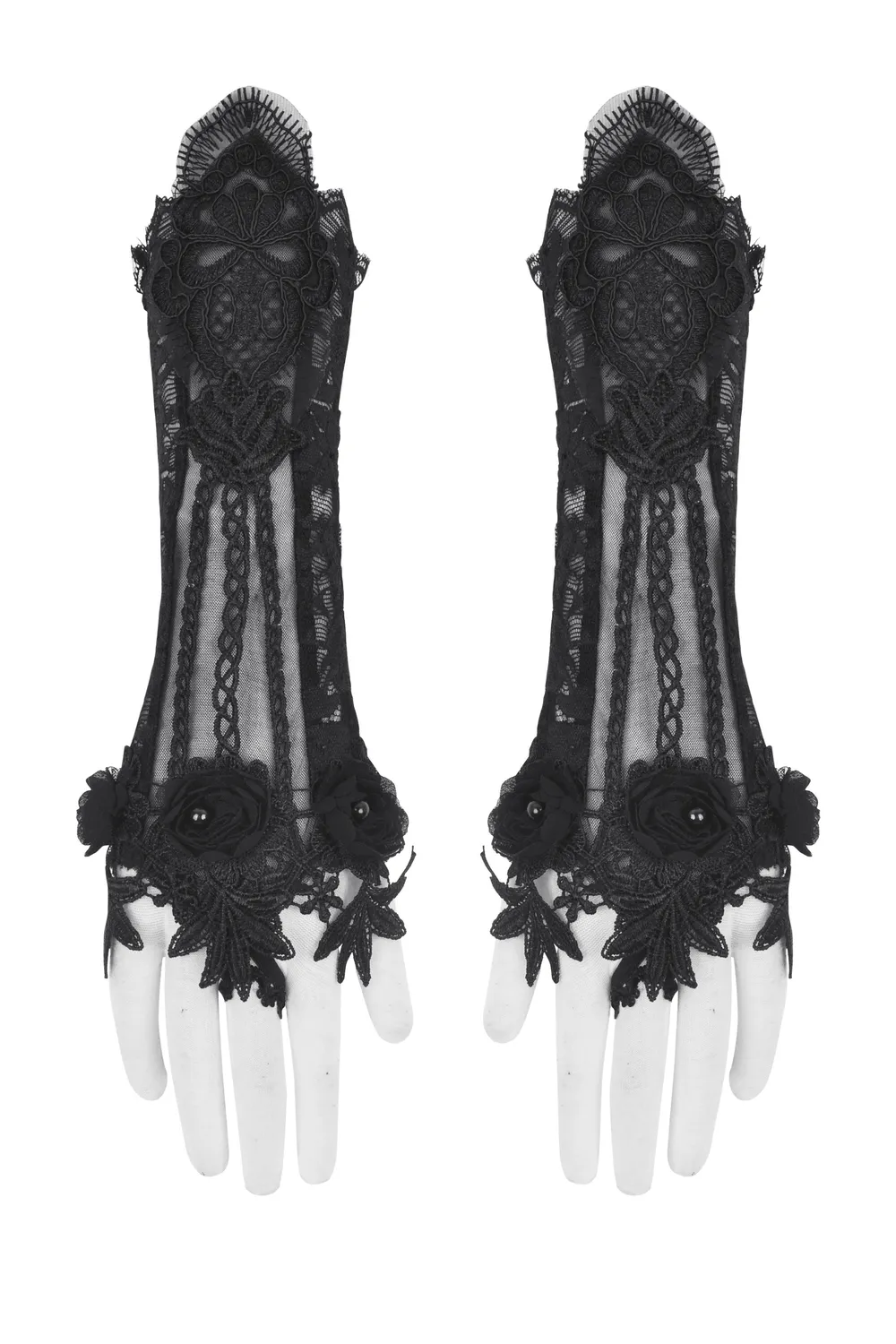 Elegant Black Lace Elbow-Length Evening Gloves