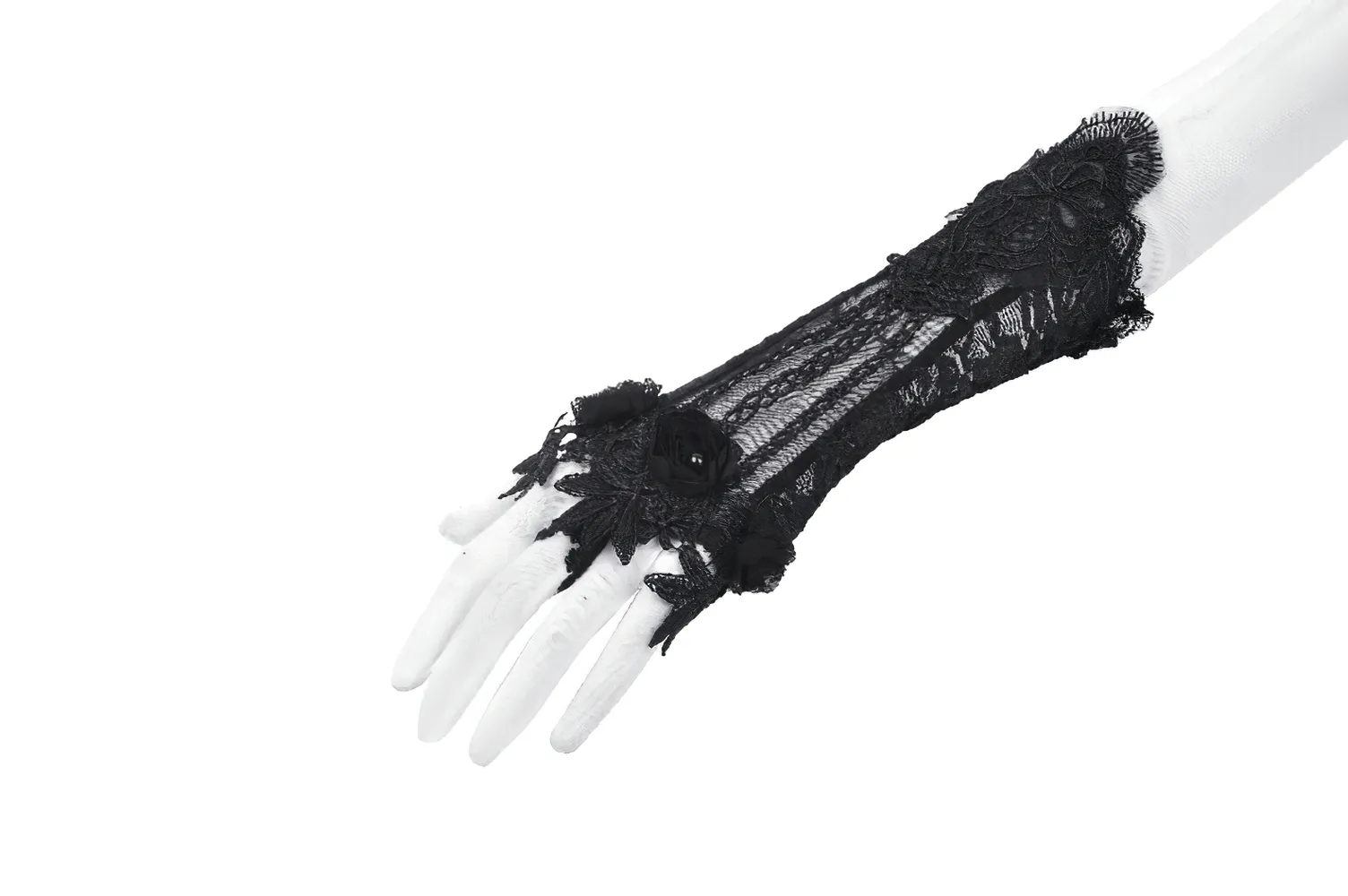 Elegant Black Lace Elbow-Length Evening Gloves