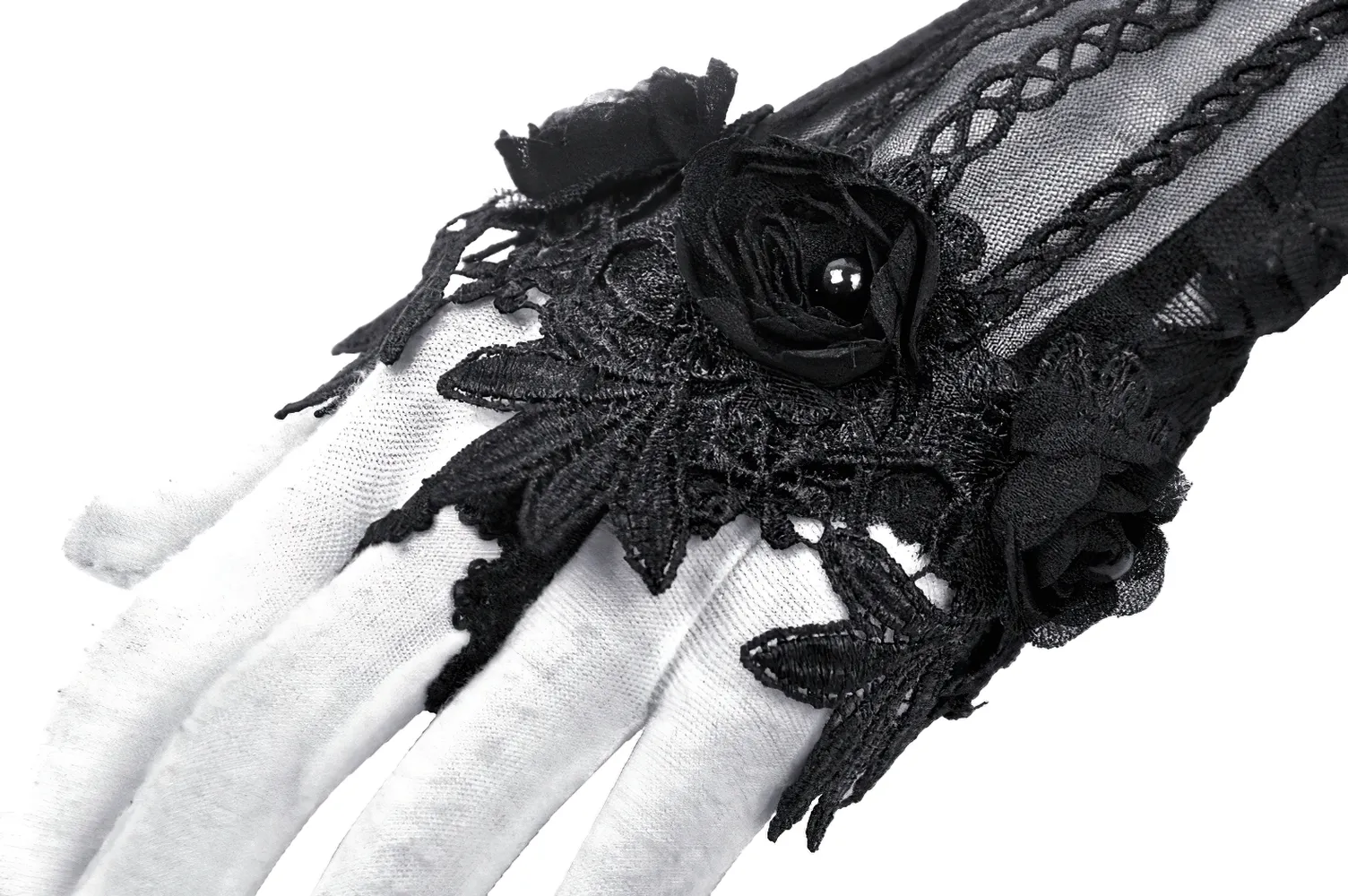 Elegant Black Lace Elbow-Length Evening Gloves