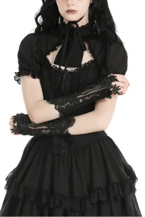 Elegant Black Lace Elbow-Length Evening Gloves