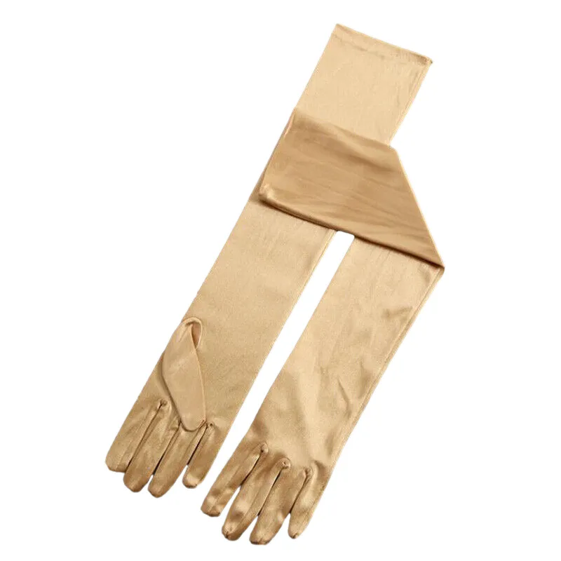 Elegant Long Satin Evening Gloves