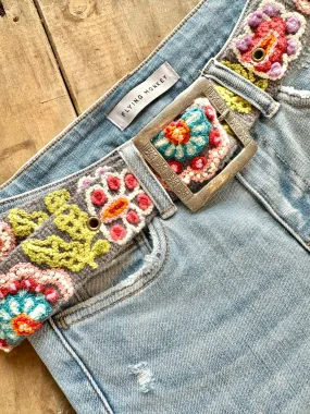 Embroidered Fabric Belt