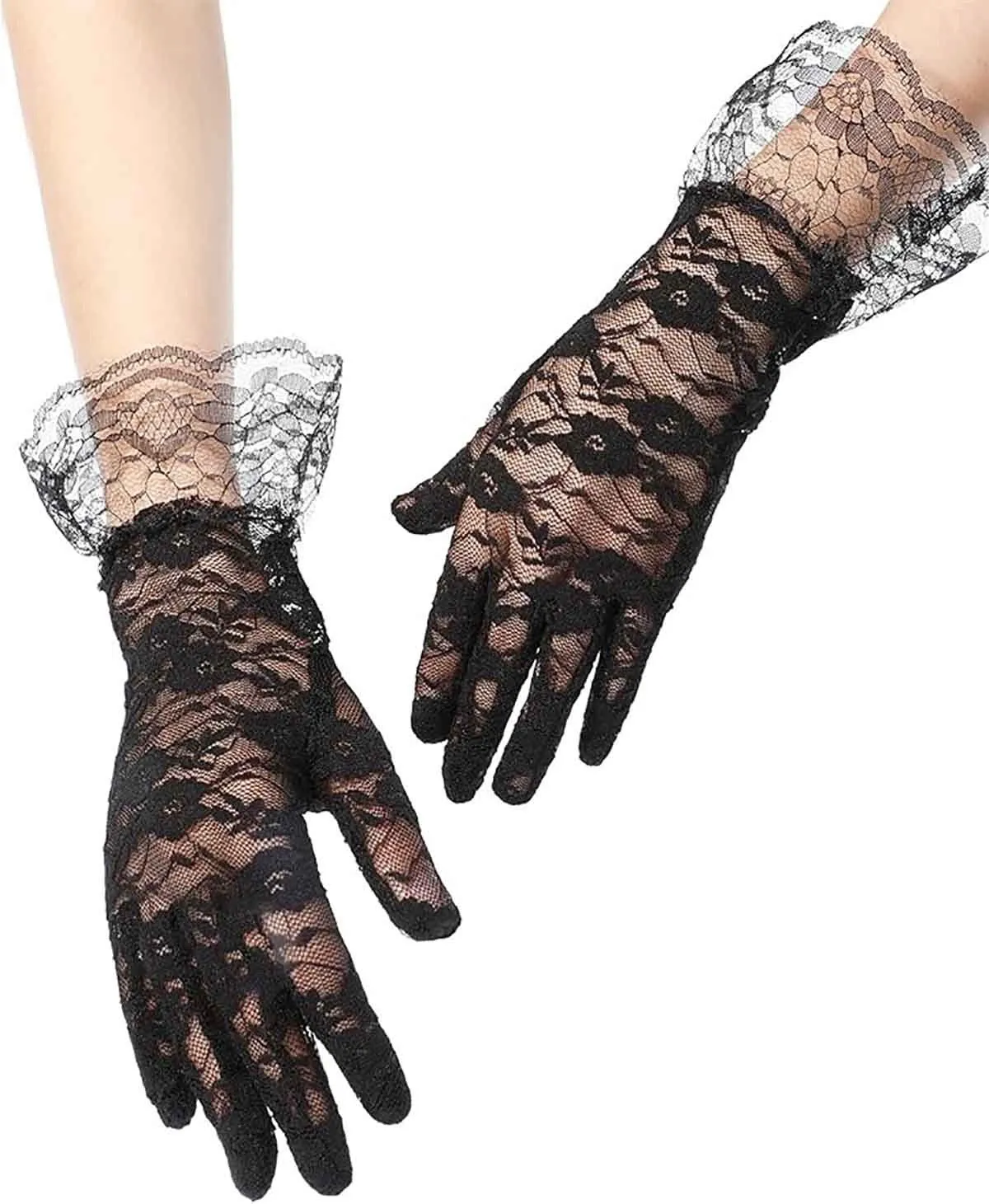 Fancydresswale  Lace Gloves Women Elegant Gloves Bridal Lace Gloves Floral Pattern Lace Gloves for Wedding Dress Evening Dress