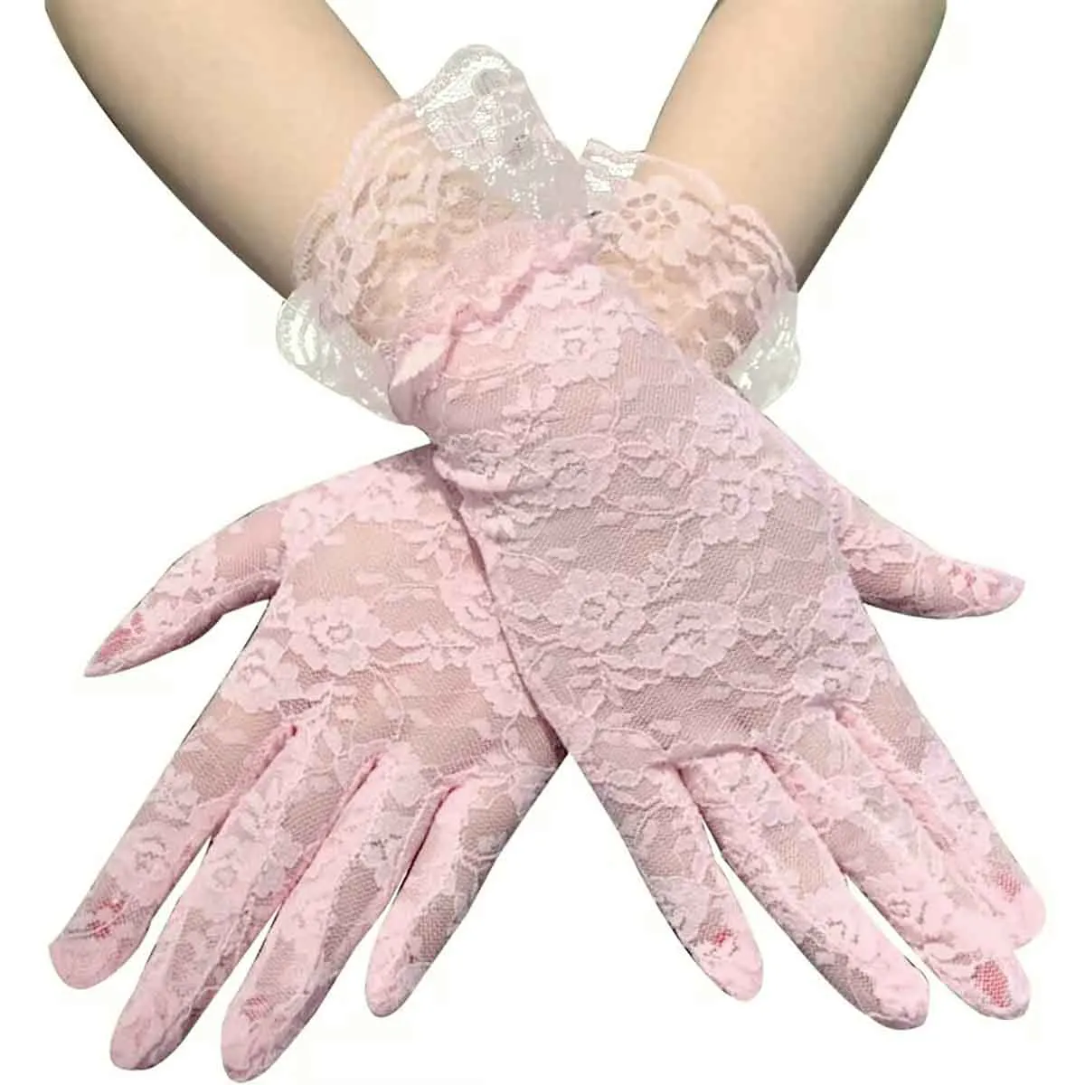 Fancydresswale  Lace Gloves Women Elegant Gloves Bridal Lace Gloves Floral Pattern Lace Gloves for Wedding Dress Evening Dress