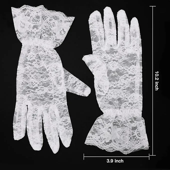 Fancydresswale  Lace Gloves Women Elegant Gloves Bridal Lace Gloves Floral Pattern Lace Gloves for Wedding Dress Evening Dress