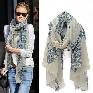 Fashion Totem female Korean version of the new chiffon and cotton scarf