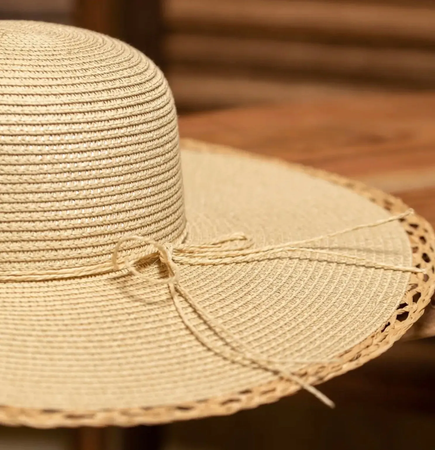 Floppy Straw Sun Hat With Pearl