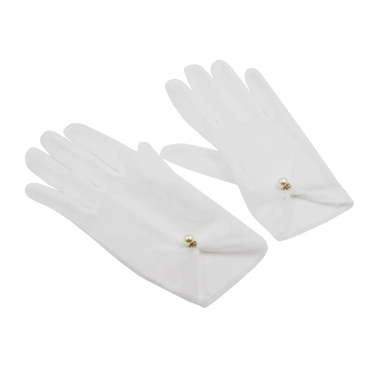 Flytonn-Pearl Wedding Gloves Elegant Vintage Bridal Wedding Dress White Short Gloves