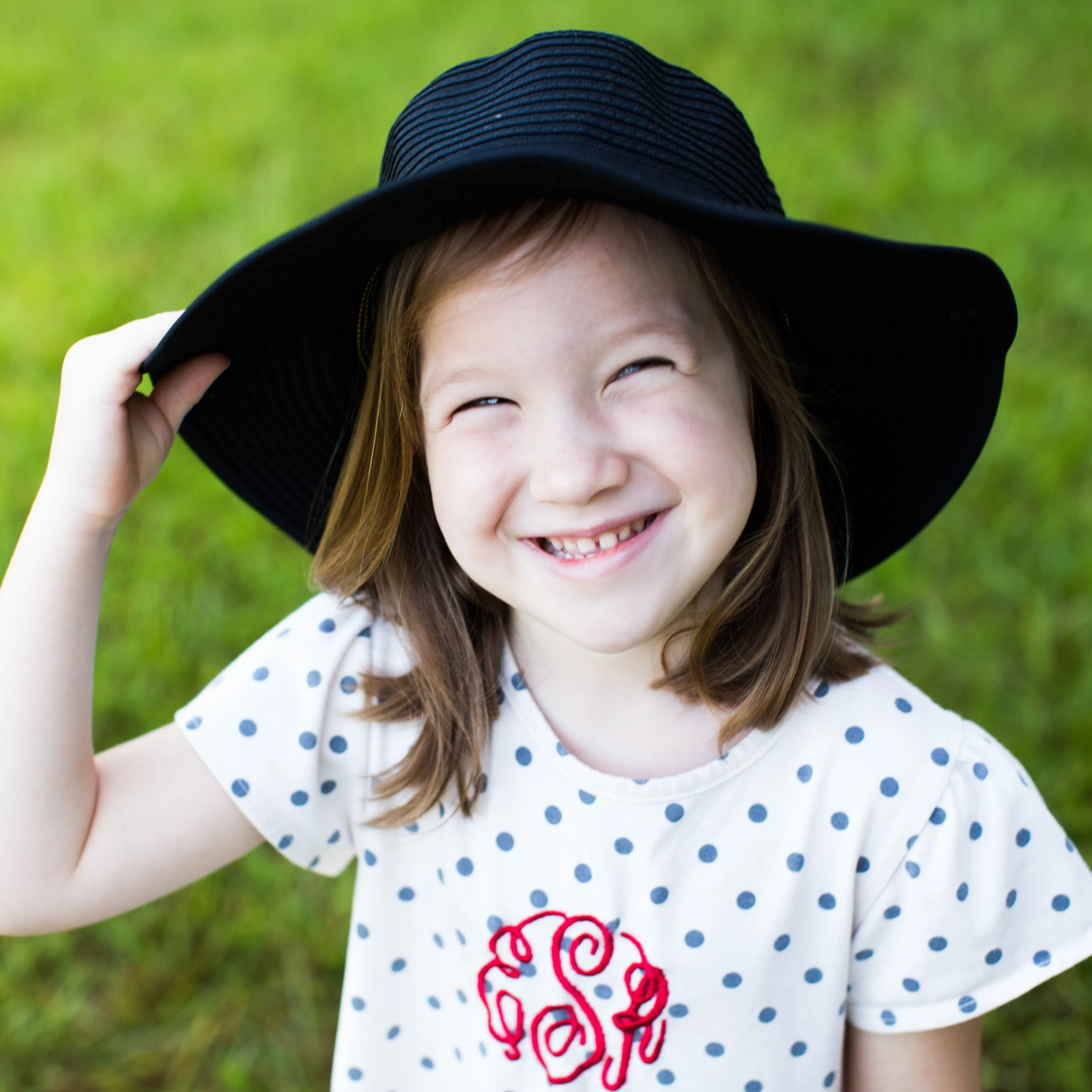 Girls Wide Brim Sun Hat - Black