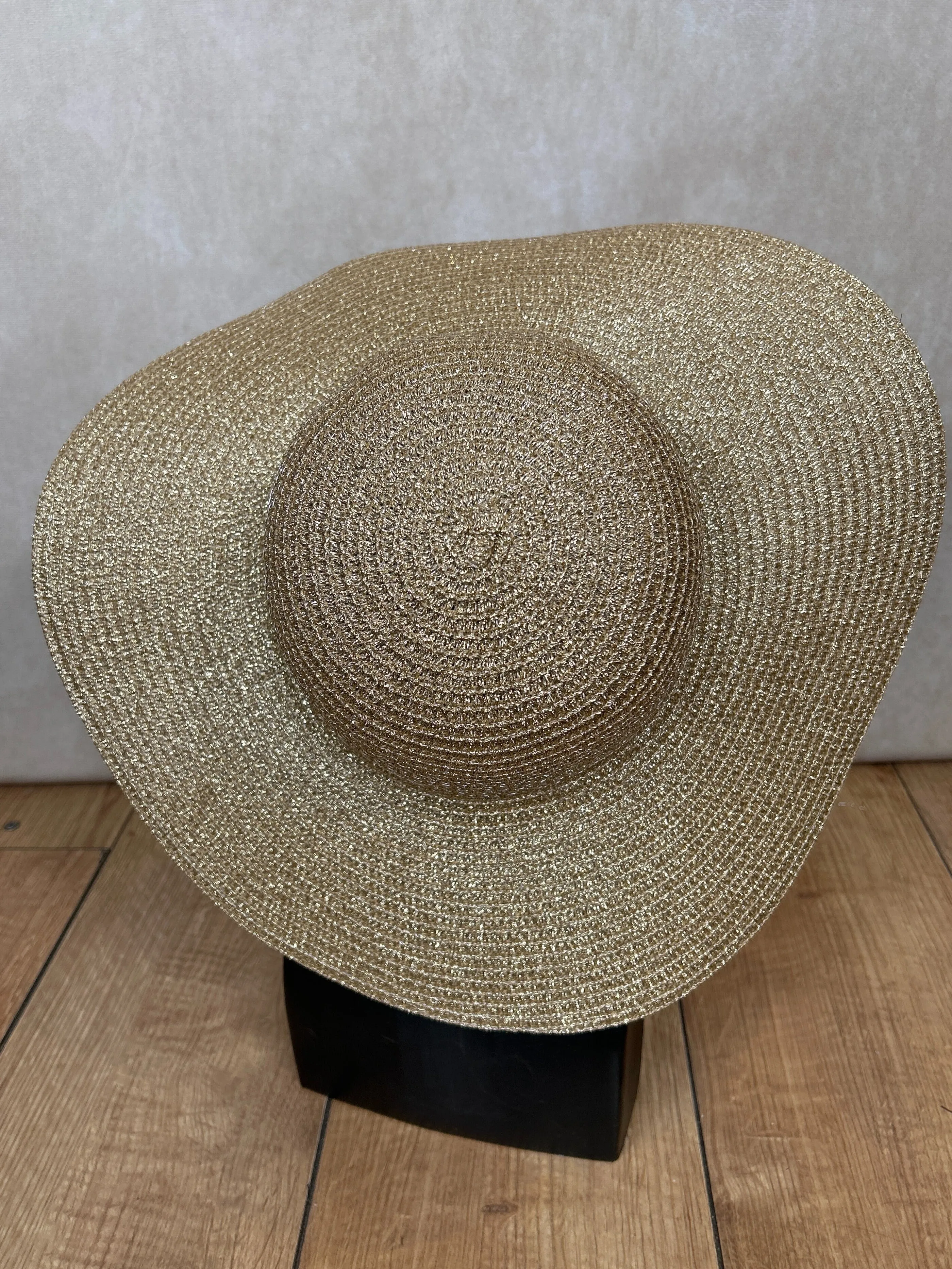 Gold Glitter Straw Hat