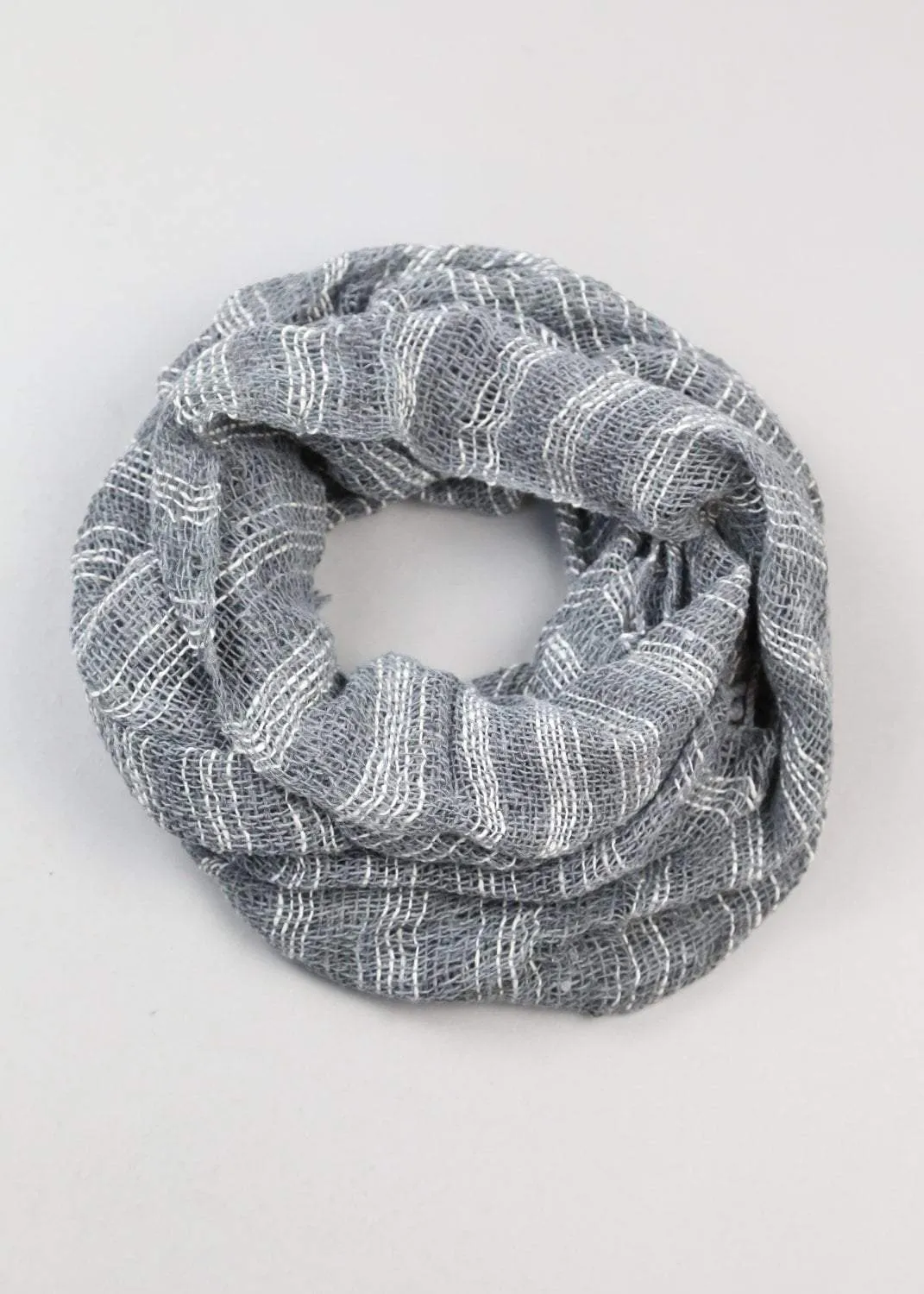 Gray Striped Cotton Scarf